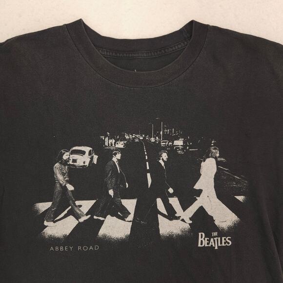 Beatles Abbey Road Band Graphic Crew Neck T Shirt Mens Size Large L Black - Picture 1 of 9